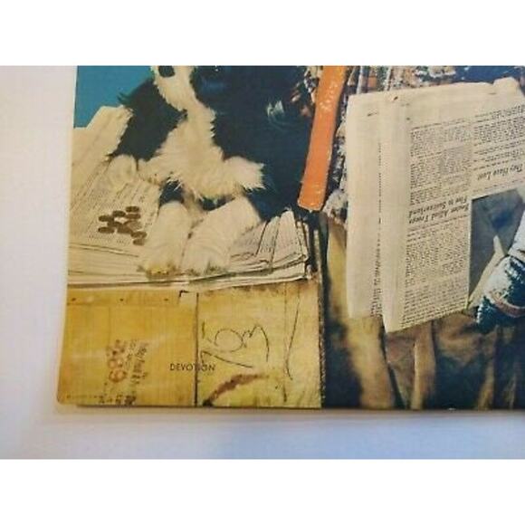 Newspaper Boy And Black & White Puppy Dog Art Print Vintage 1940's Lithograph - Picture 4 of 6